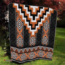 Orange Taniko Pattern Aotearoa Quilt Niho Taniwha Mix Poutama LT14
