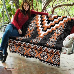 Orange Taniko Pattern Aotearoa Quilt Niho Taniwha Mix Poutama LT14