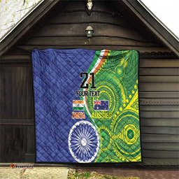 India Vs Australian Cricket Custom Quilt Ashoka Chakra and Aboriginal Together LT9