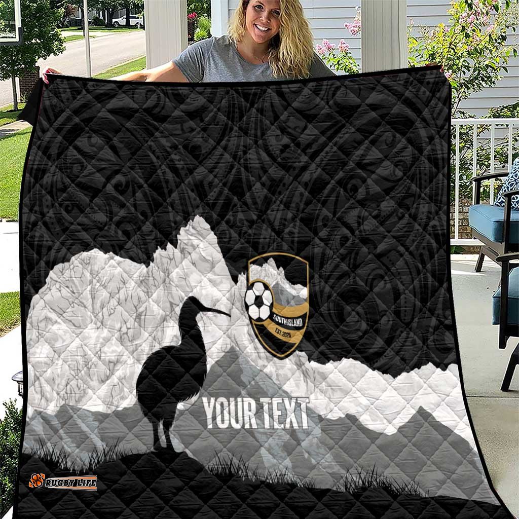 New Zealand South Island Football Custom Quilt Aoraki Mount Cook With Kiwi Maori Pattern LT14