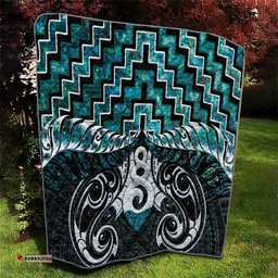 New Zealand Maori Quilt Poutama Pikorua Turquoise Paua Shell LT05
