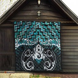 New Zealand Maori Quilt Poutama Pikorua Turquoise Paua Shell LT05
