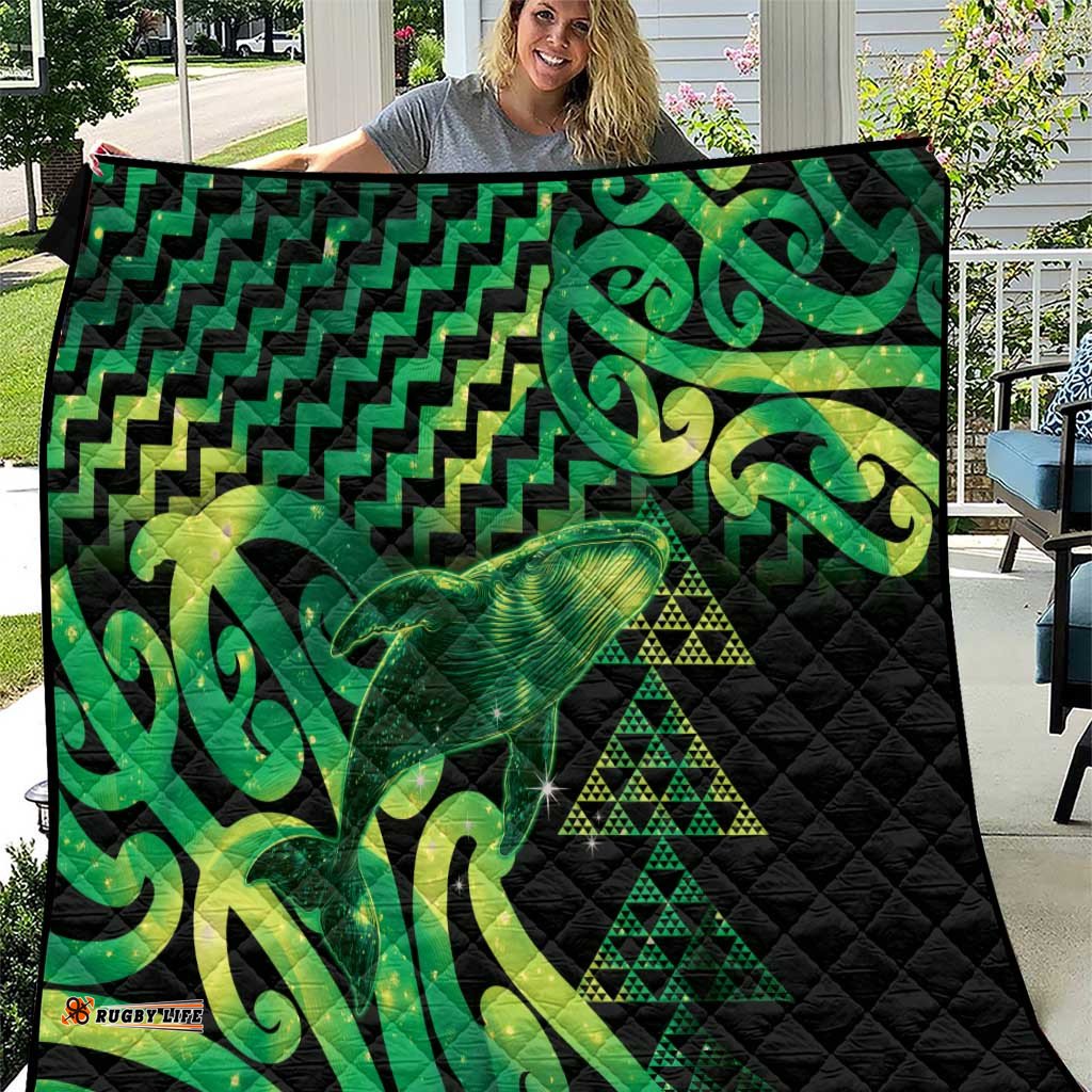 Humpback Whale Matariki New Zealand Quilt NZ Maori Paikea Poutama Luxury Green LT14