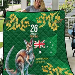 Green Kangaroo and Golden Wattle Personalised Quilt Happy Australia Day 6 January LT9