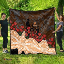 GWS Giants ANZAC Day Quilt Indigenous Dot Art with Poppy Flower Tribute TS04