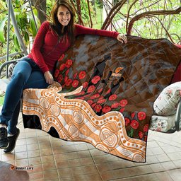 GWS Giants ANZAC Day Quilt Indigenous Dot Art with Poppy Flower Tribute TS04