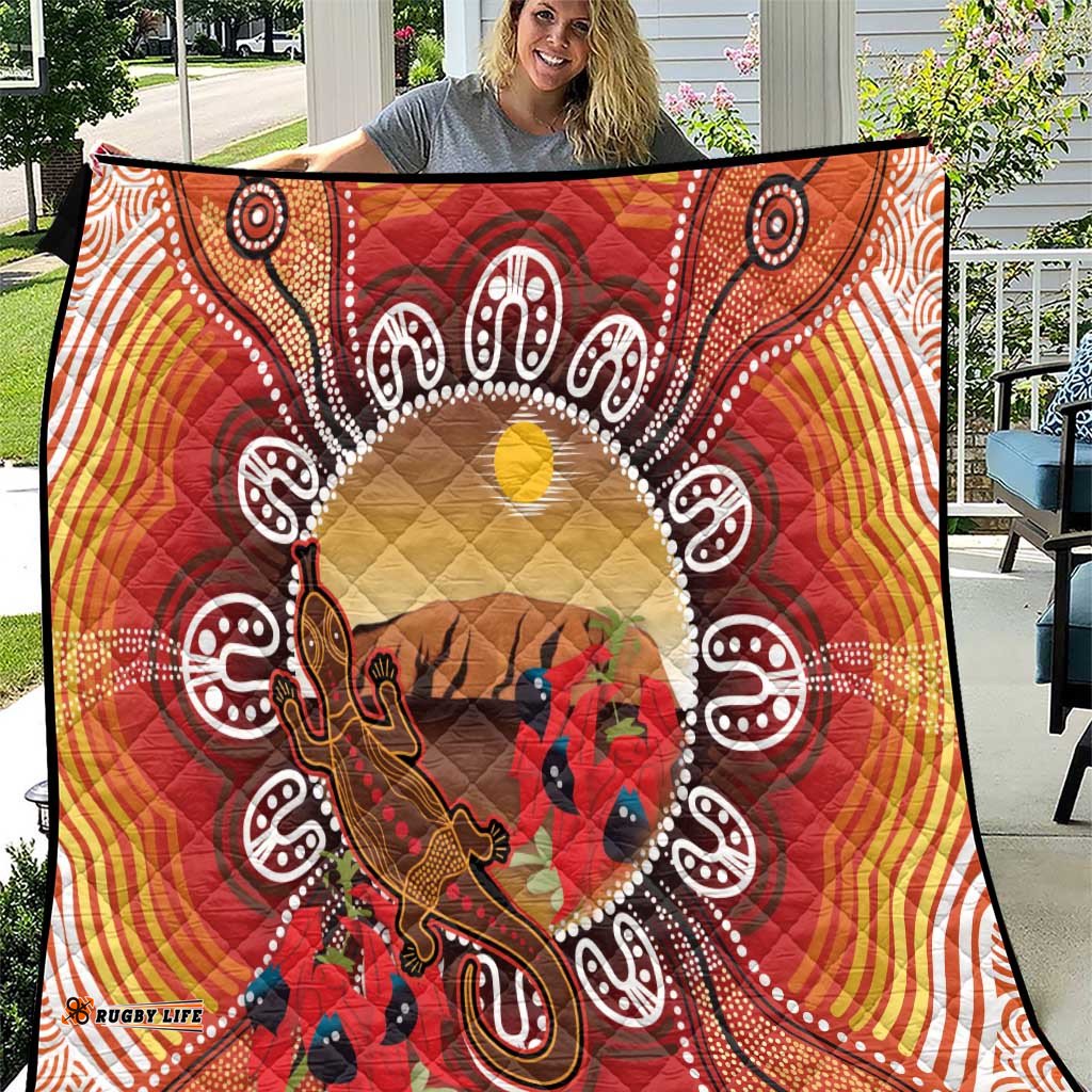 Indigenous Goanna Australia Quilt Aussie Uluru Ayers Rock Sturt's Desert Pea LT14