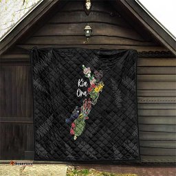 Kia Ora New Zealand Floral Quilt Black LT7