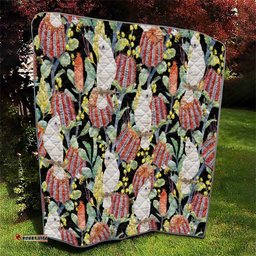 Little Corella Australia Cockatoo Quilt Cacatua Sanguinea Banksia Seamless Black LT14