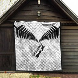 Custom New Zealand Silver Fern Football Quilt Go Aotearoa Grunge White LT14