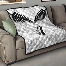 Custom New Zealand Silver Fern Football Quilt Go Aotearoa Grunge White LT14