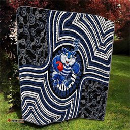Geelong Cats Quilt Indigenous Monochrome Dot Art Mascot Style TS04