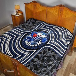 Geelong Cats Quilt Indigenous Monochrome Dot Art Mascot Style TS04