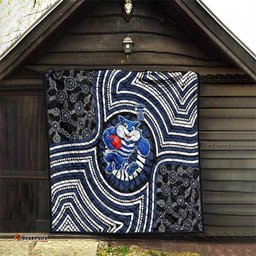 Geelong Cats Quilt Indigenous Monochrome Dot Art Mascot Style TS04