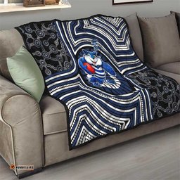Geelong Cats Quilt Indigenous Monochrome Dot Art Mascot Style TS04