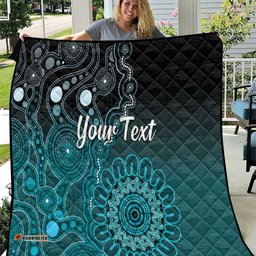 Personalised Ovarian Cancer Awareness Quilt Teal Ribbon Aboriginal Art LT05