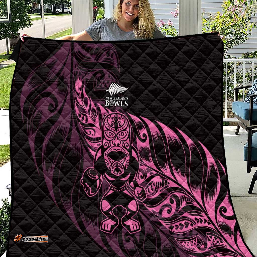 New Zealand Lawn Bowls Quilt Pink Maori Warrior Tribal Silver Fern LT9