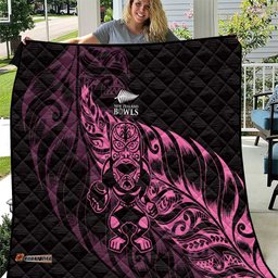 New Zealand Lawn Bowls Quilt Pink Maori Warrior Tribal Silver Fern LT9