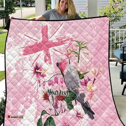 Personalised Australia Day Quilt Pink Parrot Bird Opal Art LT9