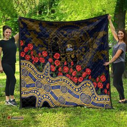 West Coast Eagles ANZAC Day Quilt Indigenous Dot Art with Poppy Flower Tribute TS04