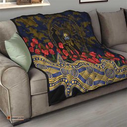 West Coast Eagles ANZAC Day Quilt Indigenous Dot Art with Poppy Flower Tribute TS04