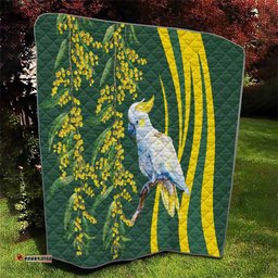White Cockatoo and Golden Wattle Quilt Australian Native Bird LT9