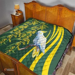 White Cockatoo and Golden Wattle Quilt Australian Native Bird LT9