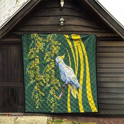 White Cockatoo and Golden Wattle Quilt Australian Native Bird LT9