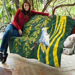 White Cockatoo and Golden Wattle Quilt Australian Native Bird LT9