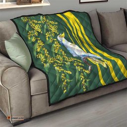 White Cockatoo and Golden Wattle Quilt Australian Native Bird LT9