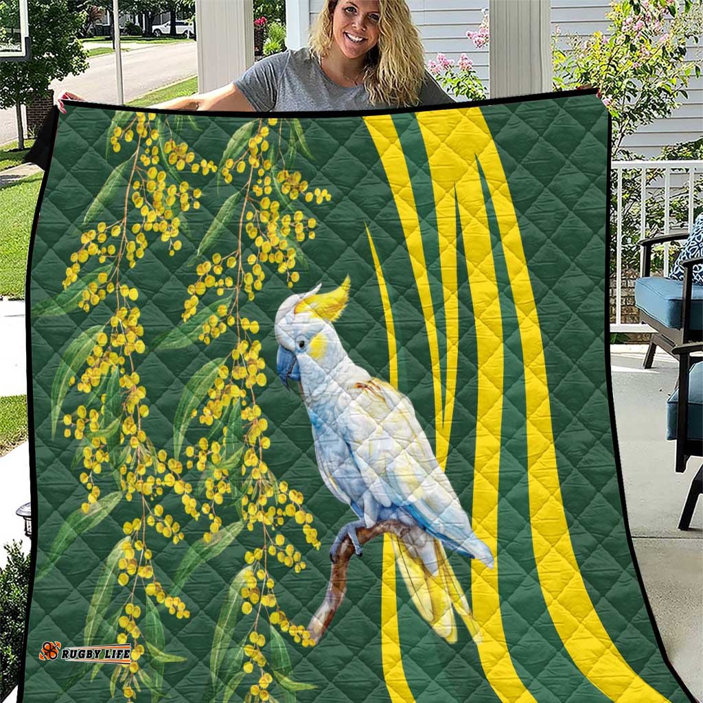 White Cockatoo and Golden Wattle Quilt Australian Native Bird LT9