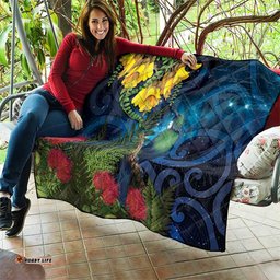 Tui Bird New Zealand Starry Sky Quilt Maori Koru LT7