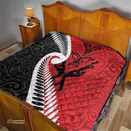 Silver Fern Koru Swirls with Maori Ta Moko Quilt LT9