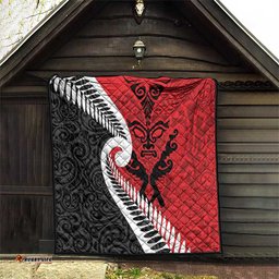 Silver Fern Koru Swirls with Maori Ta Moko Quilt LT9