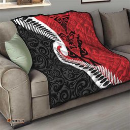 Silver Fern Koru Swirls with Maori Ta Moko Quilt LT9