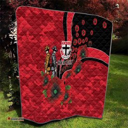 St Saints ANZAC Personalised Quilt Lest We Forget Poppy Camo LT9