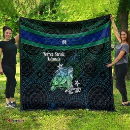 Torres Strait Islands Sea Turtle and Dhari Quilt Oceanic Indigenous Dotwork Tribal Illustration TS04