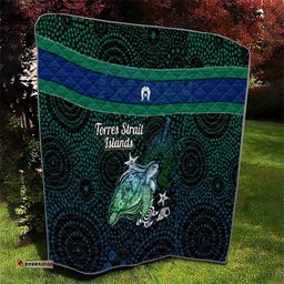Torres Strait Islands Sea Turtle and Dhari Quilt Oceanic Indigenous Dotwork Tribal Illustration TS04