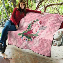 Watercolor Pink Galah Flowers Quilt Australia Christmas Vibes LT9