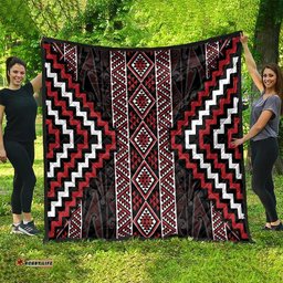 Red Tukutuku Pattern Aotearoa Quilt Niho Taniwha and Puhoro Motifs LT7
