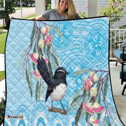 Willie wagtail Australia Quilt Eucalyptus Blossoms Aboriginal Art LT14