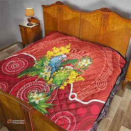Budgerigar Australia Christmas Quilt Budgies Golden Wattle Aboriginal Red LT14