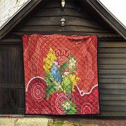 Budgerigar Australia Christmas Quilt Budgies Golden Wattle Aboriginal Red LT14