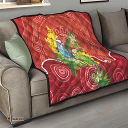 Budgerigar Australia Christmas Quilt Budgies Golden Wattle Aboriginal Red LT14