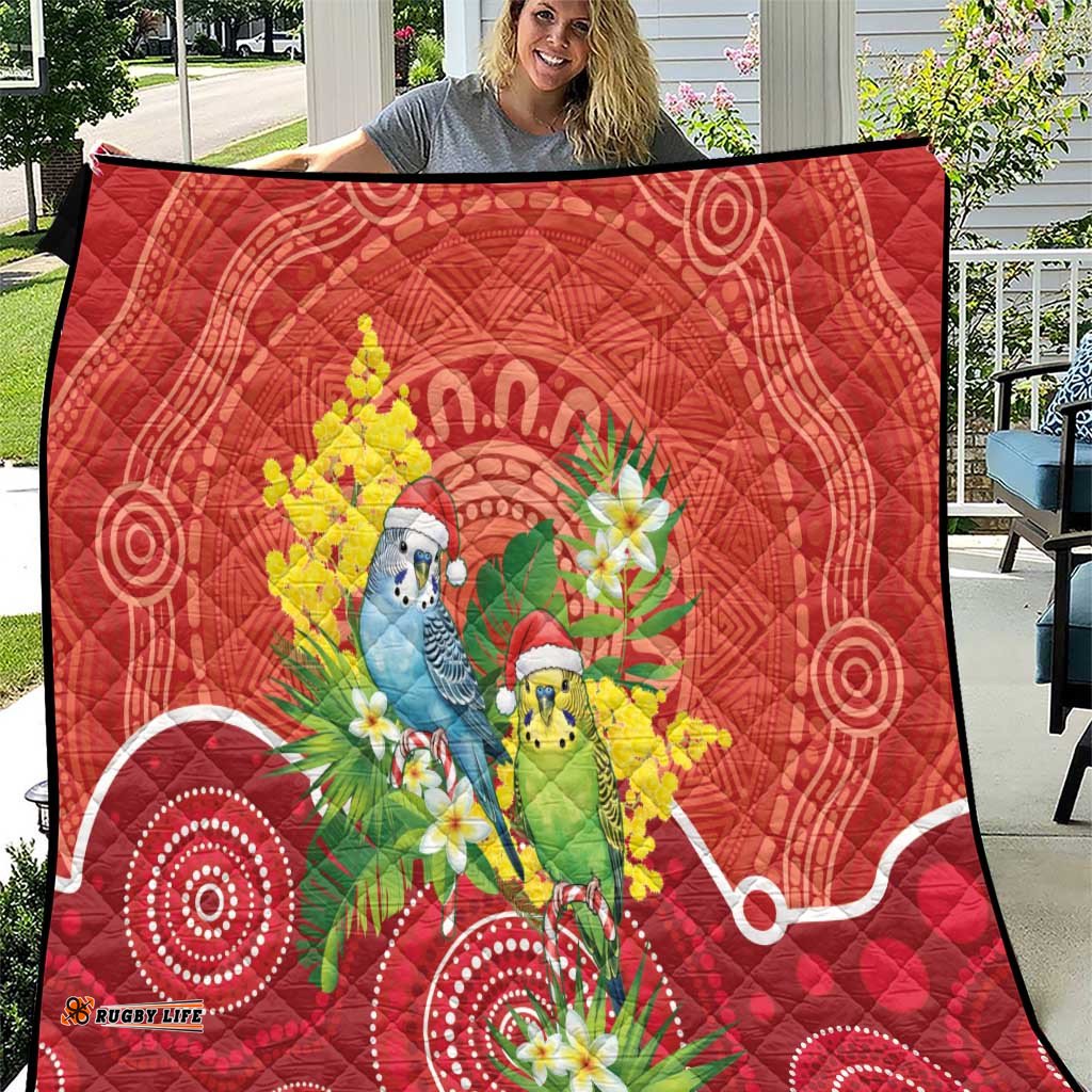 Budgerigar Australia Christmas Quilt Budgies Golden Wattle Aboriginal Red LT14