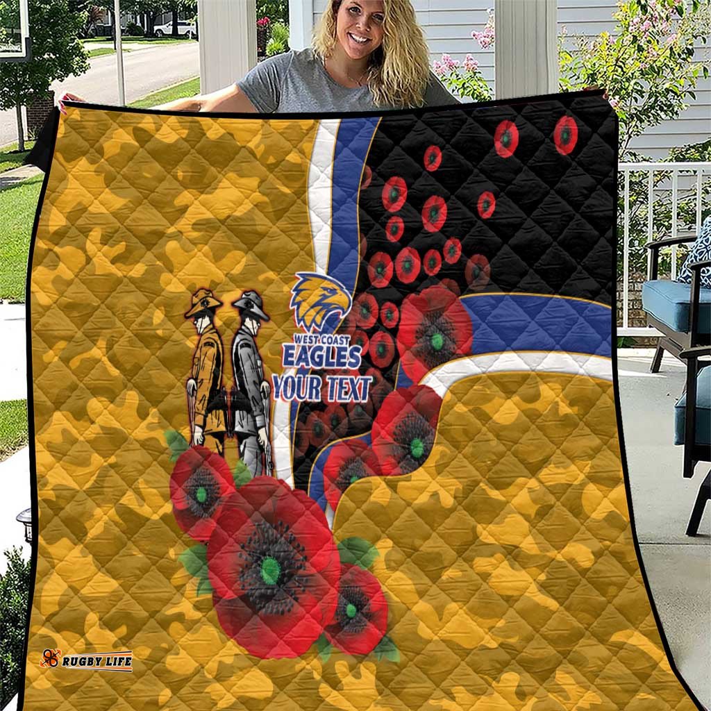 West Eagles ANZAC Personalised Quilt Lest We Forget Poppy Camo LT9
