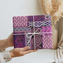 Pink Aotearoa Kowhaiwhai Pattern Wrapping Paper NZ Maori Quilt Style LT14