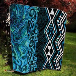 Turquoise Aotearoa Quilt Taniko Motifs With Paua Shell Kowhaiwhai LT14