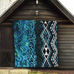 Turquoise Aotearoa Quilt Taniko Motifs With Paua Shell Kowhaiwhai LT14