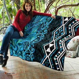 Turquoise Aotearoa Quilt Taniko Motifs With Paua Shell Kowhaiwhai LT14